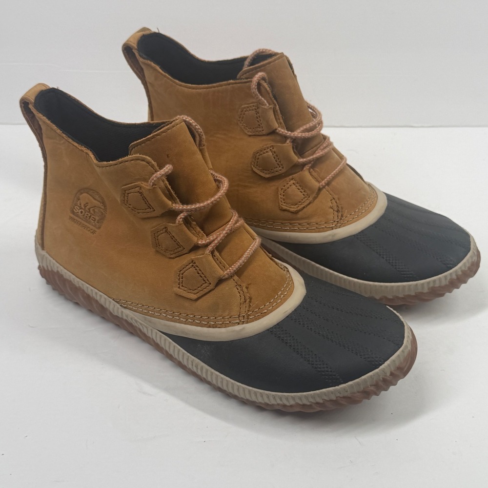 Sorel Out 'N About Duck Boot Waterproof Brown Leather Rubber Outdoor Size 11